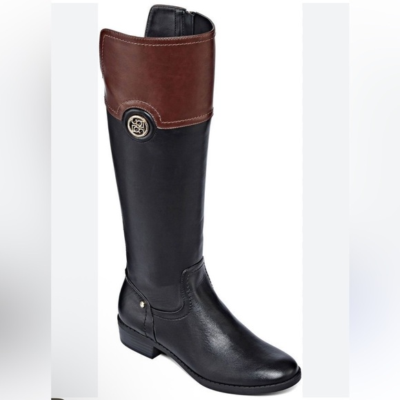 Liz Claiborne Shoes - Liz Claiborne Tilia Black Brown Women's Riding Boots Two Tone - Size 8W